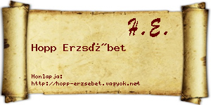 Hopp Erzsébet névjegykártya